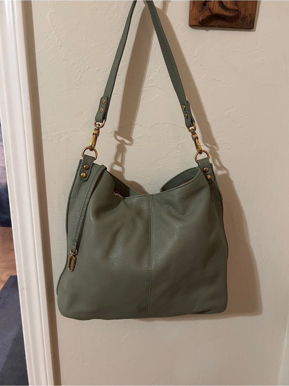 HOBO Sage Green Pebbled Leather Shoulder Hobo - Picture 2 of 8